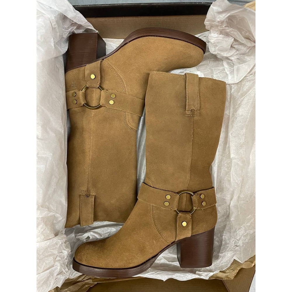 Frye Jean Harness‎ Pull On Boots Womens 11 Almond Suede Leather Western